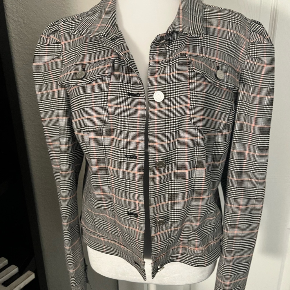 White House Black Market Black and Red Plaid Blazer